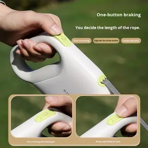 Großhandel 5m Einziehbare Hundeleine zum Spazierengehen, Einfarbiges Muster, Reflektierendes Sicherheits-Zuggerät - Product Image 2