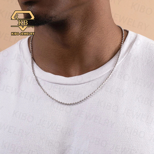 Collar de Cadena de Plata de Ley 925 con Cuentas de Bola y Corte Lunar, Brillo Deslumbrante, Baño de Oro, Esferas con Incrustaciones de Diamantes de Imitación, Cadena de Cuentas de Bola de 3 mm - Product Image 5