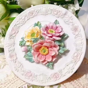 Nuovo Grazioso Piatto Floreale per Aromaterapia in Gesso con Rilievo 3D, Ornamento Pittorico, Mini Nastro, Graffiti, Fai da Te, Tavola da Disegno in Gesso Dipinta, Arte - Product Image 4