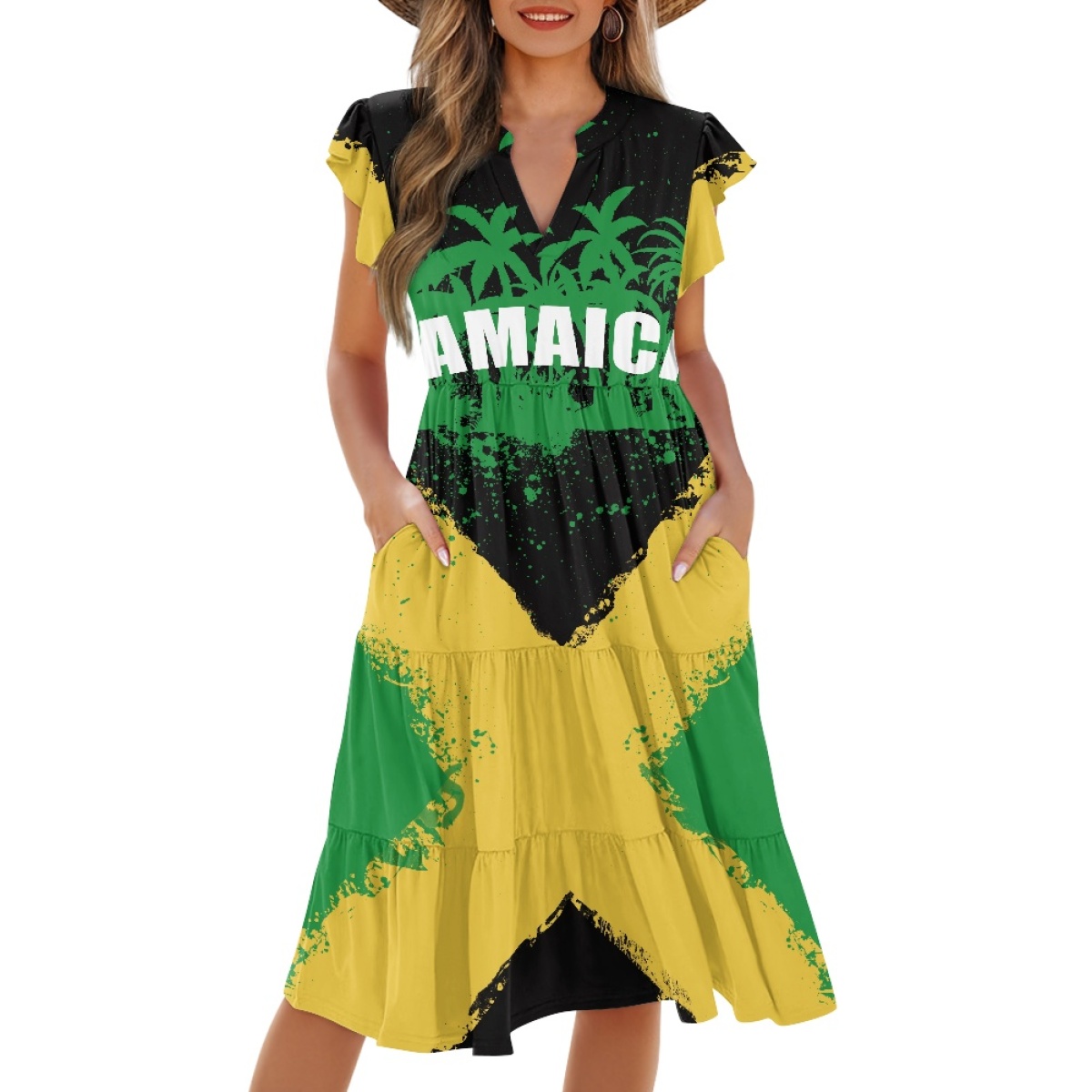 Jamaican Kingdom Flag Night Club Maxi Dress Streetwear Boho Beach Long  Dresses Custom Sublimation Jamaica Green V-neck Dress| Alibaba.com