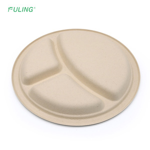 FULING Assiettes jetables biodégradables en bambou ou en canne à sucre de 10 pouces Assiettes en papier jetables - Product Image 5