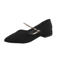 Chaussures Mary Jane d'automne à fond plat pour femmes Chaussures pointues coréennes