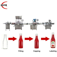 Ligne de production automatique HZPK pour le remplissage, le bouchage et l'étiquetage de liquides et de pâtes, pour les flacons en verre et en plastique de crèmes cosmétiques