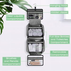 Custom Waterproof Hanging Toiletry Bag for Travel Multi-Functional Cosmetic Organizer <b>Case</b> Manufacturer - Product Image 6