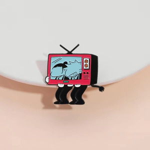 Badge de revers en métal de style anime Love <span class=keywords><strong>Drama</strong></span>, vente en gros, pas cher, noir et blanc, style bande dessinée, épingles en émail doux en stock - Product Image 4