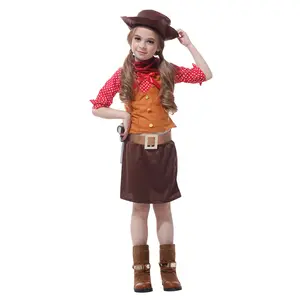 Cadılar bayramı Cosplay kostümleri kız Cowgirl kıyafet çocuk güzel Cowgirl kostüm DX-G006003