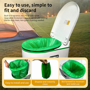 Toilettes portables à chasse d'eau sèche pour camping et camping-car, toilettes portables sans eau à chasse d'eau sèche, fermeture automatique à une touche - Product Image 4