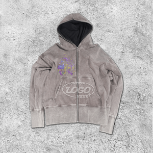 Sudadera con capucha transpirable con bolsillos y cremallera completa bordada con serigrafía para hombre 2025 - Product Image 1