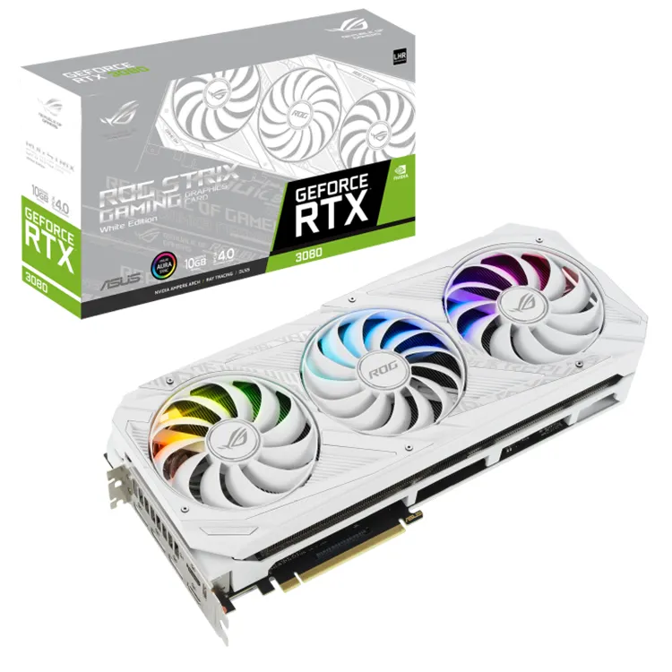 ASUS NVIDIA ROG STRIX RTX 3080 10G GAMING WHITE V2中古LHRグラフィックカード、10GB GDDR6Xビデオメモリ1440 MHzのベースクロック