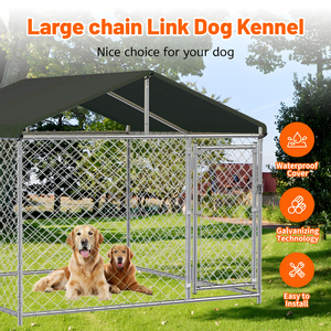 10 * 10ft büyük açık köpek kulübesi su geçirmez kapak ve çatı galvanizli ağır güvenli kilit dokuma zincir bağlantı köpek Run kafes - Product Image 6