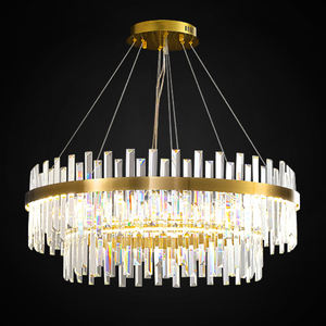 European Decoration <b>Light</b> Living Room Gold Rectangle Round Crystal clear Glass Pendant <b>Light</b> - Product Image 5