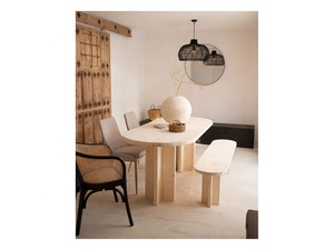 Chic bền hình bầu dục màu be <span class=keywords><strong>MDF</strong></span> bàn ăn hàng đầu với đáng tin cậy bằng gỗ hỗ trợ cấu trúc ổn định cho nhà ăn uống hàng ngày - Product Image 3