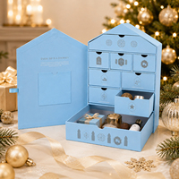 Boîte de calendrier de l'avent de Noël rigide en forme de maison personnalisée, boîte d'emballage cadeau à plusieurs tiroirs, boîte cadeau pour cosmétiques, chocolats, cadeaux de fête