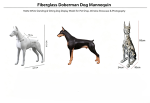 Maniquí de Perro de Fibra de Vidrio <span class=keywords><strong>Dober</strong></span>, Blanco Mate, Modelo de Exhibición de Perro en Pie y Sentado, Cuatro Patas Desmontables para Escaparate de Tienda de Mascotas - Product Image 4