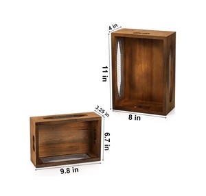 Boîte cadeau en <span class=keywords><strong>bois</strong></span> personnalisée, boîtes de rangement en pin rustique de luxe, boîtes en <span class=keywords><strong>bois</strong></span> décoratives pour cadeaux avec fenêtre latérale en treillis métallique - Product Image 2