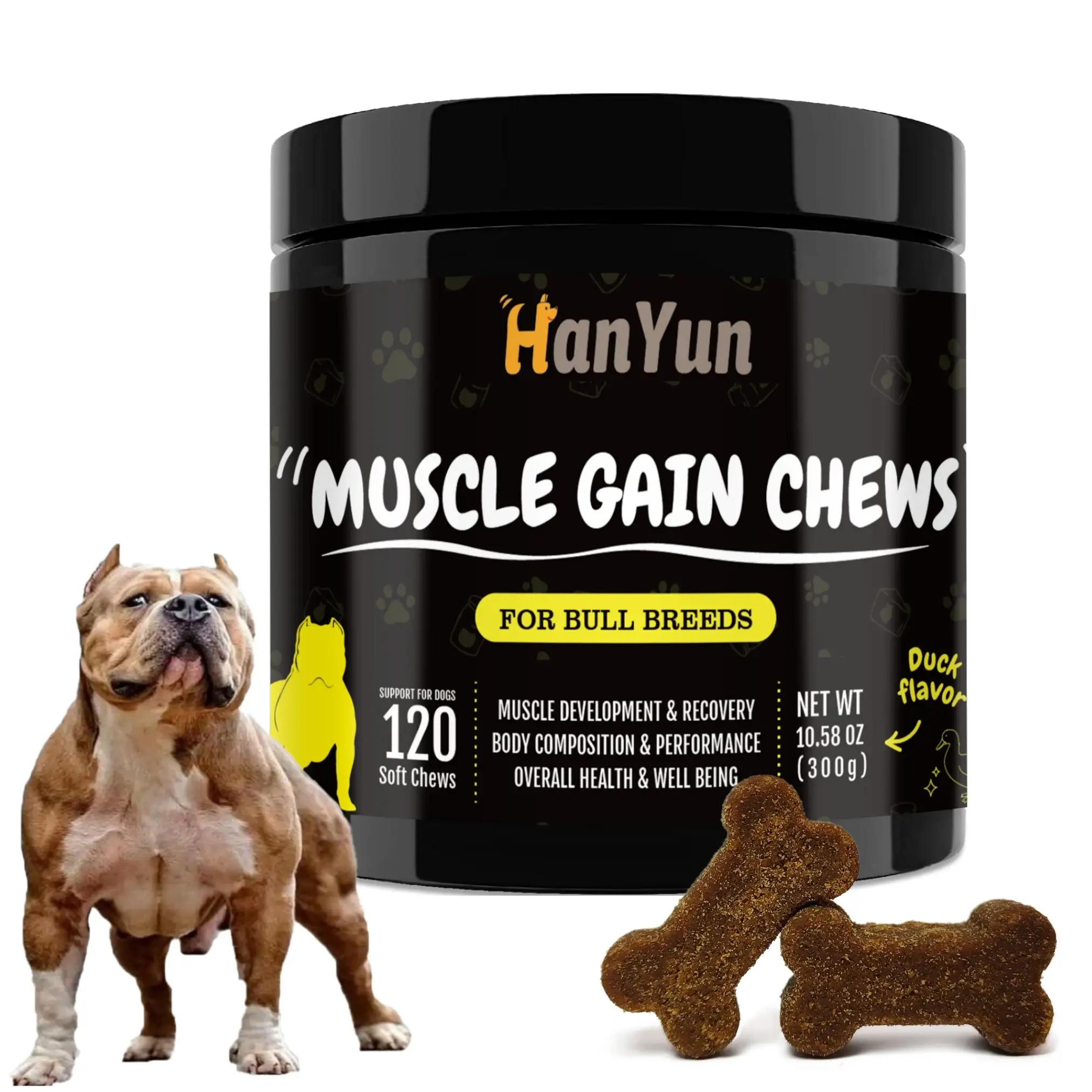 HANYUN Custom Brand Logo Dog Muscle Supplement Soft Chews Strengthens Immune System Pet Supplement Muscle Gain