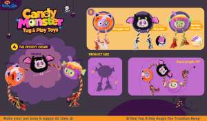 Candy <span class=keywords><strong>Monster</strong></span> Halloween Pet Tug & Play Toys - Spooky Squad pour un plaisir sans fin - Product Image 6