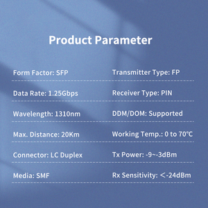 <span class=keywords><strong>Sfp</strong></span> 1000 cơ sở LX/LH 1310nm 20km DOM Duplex LC/UPC SMF thu phát quang mô-đun Tương thích cho <span class=keywords><strong>Cisco</strong></span> <span class=keywords><strong>GLC</strong></span>-LH-SM-20 - Product Image 5