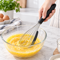 Fouet à œufs en acier inoxydable avec poignée TPR et spatule en silicone – Ustensile de cuisine manuel pour la pâtisserie – Offre spéciale