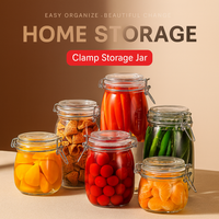 Grand pot de conservation hermétique en verre à grande capacité pour aliments, biscuits, bonbons, cornichons, grains de café – Bocal en verre scellé pour cuisine