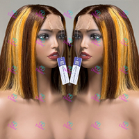 Pelucas cortas bob de color piano al por mayor, cabello Remy vietnamita de doble densidad, peluca con encaje HD transparente sin pegamento, 300% de densidad