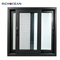 Fenêtres coulissantes en aluminium résistantes aux intempéries RICHOCEAN, double vitrage trempé, avec moustiquaire