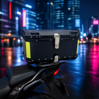Boîte à bagages arrière pour moto en alliage d'aluminium noir 65L, vente en gros d'usine, boîte de rangement étanche pour accessoires de voyage en moto