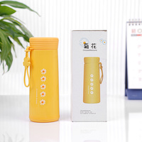 Bouteille d'eau ronde en verre à double paroi isolée de qualité supérieure pour boissons chaudes et froides, logo personnalisé, vente en gros