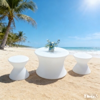 Meubles LED lumineux d'extérieur, ensemble canapé et table LED rechargeables et étanches, mobilier de patio LED à 16 couleurs changeantes pour usage en bar