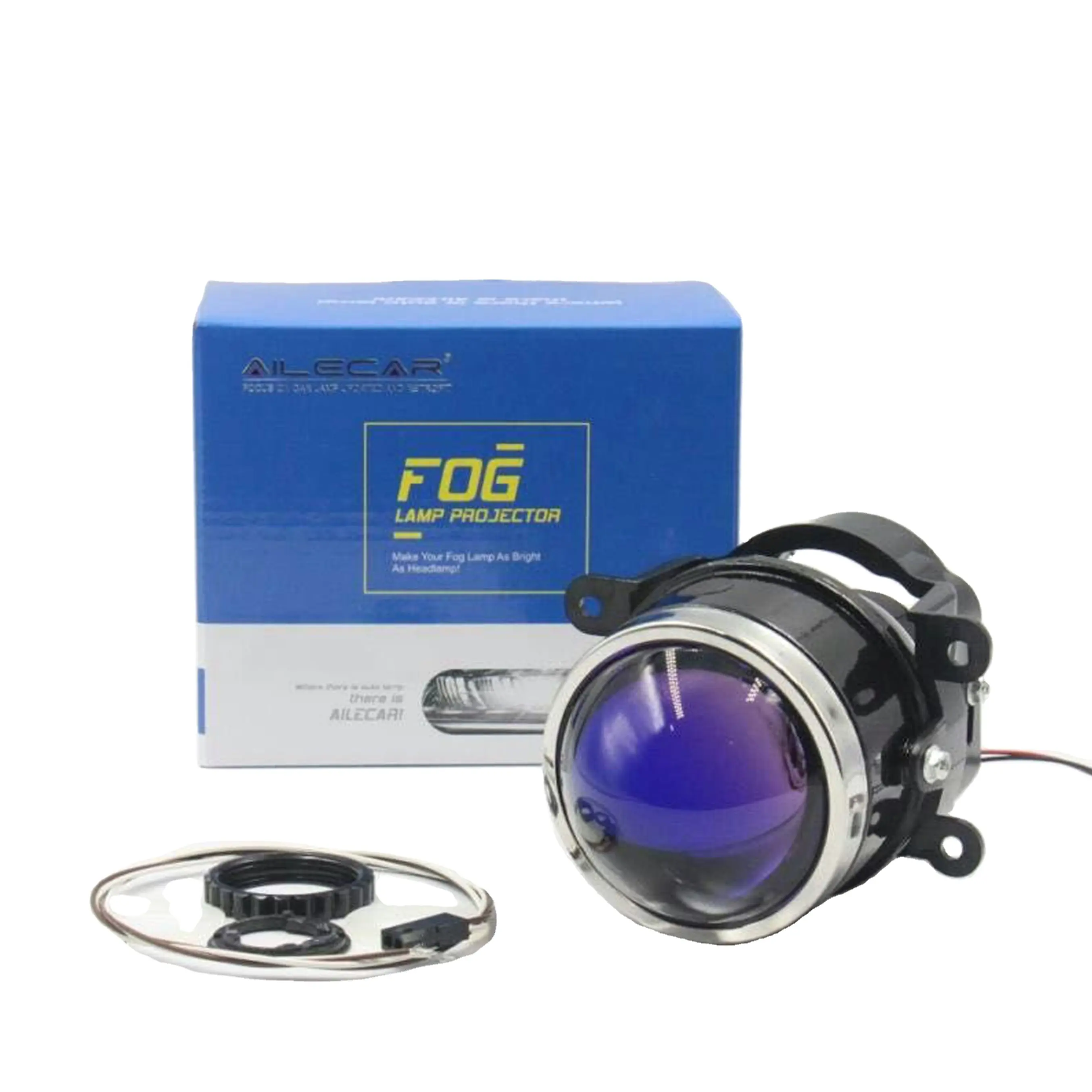 AILECAR 3.0インチD2H/H11 HID Fog Projector Lensブルーフィルム + 50% 輝度