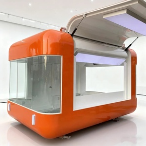 รถขายอาหารเคลื่อนที่แบบโมเดิร์น งานโลหะสั่งทำพิเศษ สีส้ม กระจกพาโนรามา ตู้ขายอาหารเคลื่อนที่เชิงพาณิชย์ รถเข็นขายขนมและกาแฟ - Product Image 4