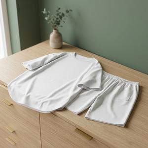Men's 2 Piece Breathable Knitted Casual <b>Short</b> <b>Sleeve</b> <b>Button</b> Down <b>Shirt</b> Beach Summer Loose Pant Sets - Product Image 3