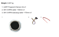Sensor Sidik Jari Kapasitif All-In-One Berbentuk Bulat (G), Indikator LED Terpasang, Piksel Gambar 192 * 192, Komunikasi UART