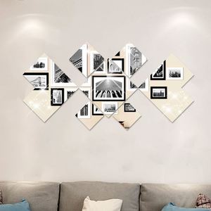 Creative 7pcs Diy 3d Lozenge Mirror <b>Sticker</b> Mirror <b>Sheet</b> Decals Decorative Wall <b>Sticker</b> Background Decor - Product Image 3