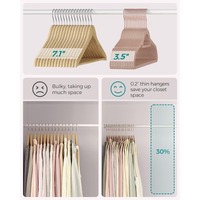 Cintres en velours, lot de 50 cintres avec crochet pivotant en or rose, antidérapants et peu encombrants, 0.2 pouces d'épaisseur, 17.1 pouces de long