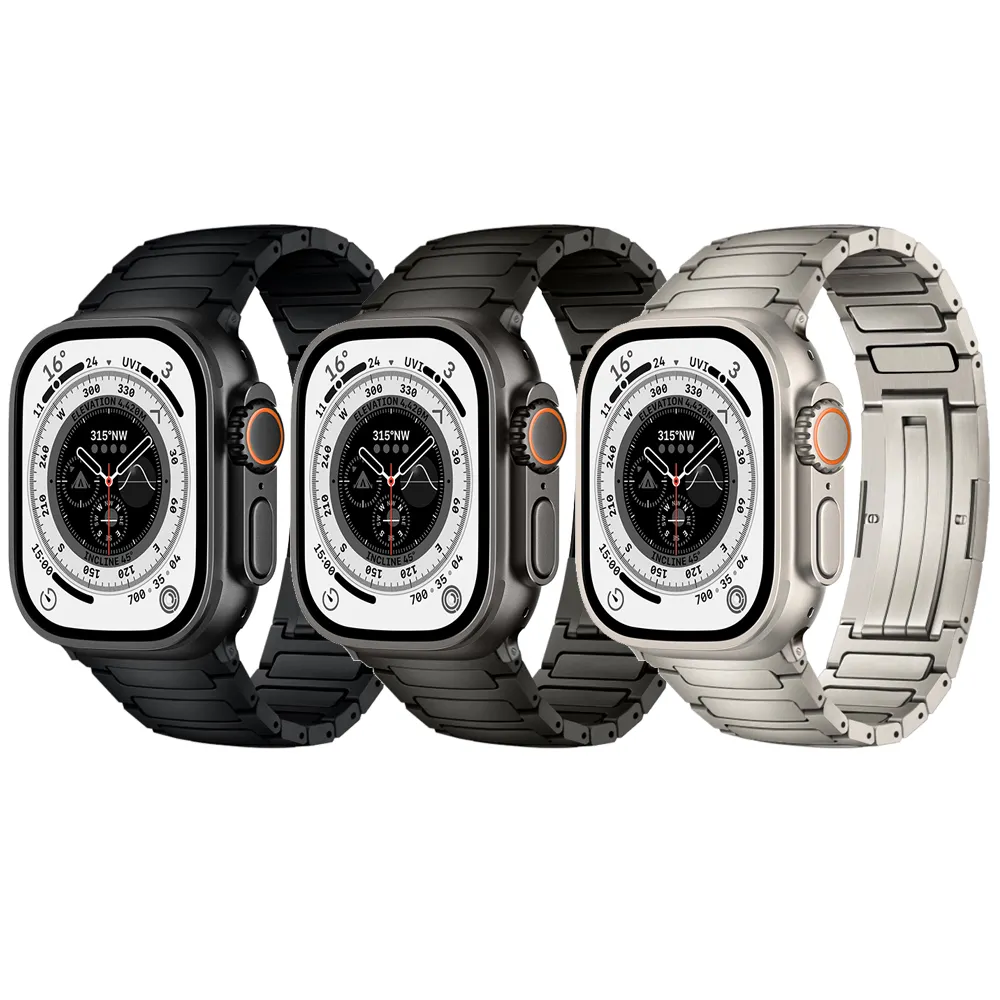 Eraysun Titanium Groothandel Luxe Roestvrijstalen Smart Iwatch Bands Vlindersluiting Met Aangepaste Logo