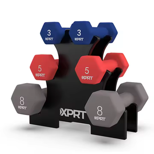 XPRT Fitness High Quality 32lbs Hex Neoprene Dumbbell Set Steel Stand for Body Building Home Gym Sports Workout Equipment
