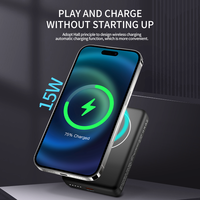 Mini batterie externe portable en alliage d'aluminium étanche avec charge sans fil USB-C 20W 5000mAh, support de batterie semi-solide magnétique 2-en-1