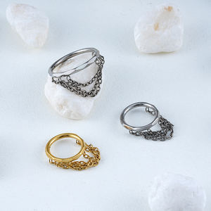 Right Grand Anello a Cerchio Segmentato con Cerniera a Tripla Catena in Titanio ASTM F136 16G, Taglio Sfaccettato, Clicker <span class=keywords><strong>Septem</strong></span> per Helix e Conch, Gioiello per il Corpo - Product Image 3