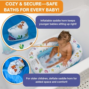 <b>Inflatable</b> Baby Bathtub Safe Portable Must-Have for 6-24 Months Collapsible Anti-Sliding Saddle Horn Seat Travel Toddler <b>Bath</b> - Product Image 4