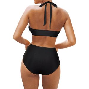 Women Mesh High Waisted Bikini Set Deep V Neck <b>Tummy</b> <b>Control</b> Swimsuit Bathing Suit 2 Piece Set - Product Image 2