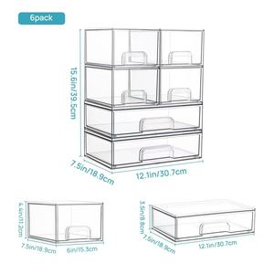 Boîte à bijoux moderne transparente en PET pour coiffeuse, rangement de bureau, multifonction, portable, pour produits de soin, empilable VT-2025 - Product Image 5
