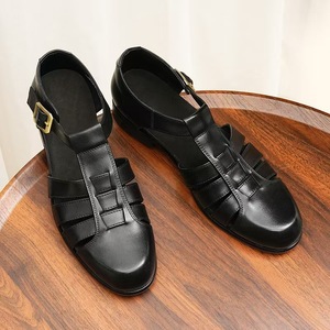Sandales habillées pour hommes de style britannique, en cuir de vache, à lacets, légères, confortables, durables et antidérapantes - Product Image 4