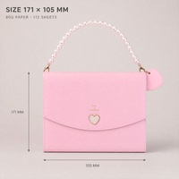 Carnet à couverture rigide en cuir PU rose rechargeable à feuilles mobiles