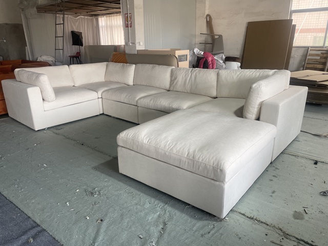 Modern Luxury White Down Cloud Sofa Bed  U Shape Modular Cloud Couch Sectional Sofa