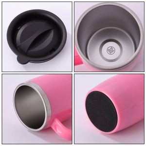 Mug de voyage isotherme en acier inoxydable 320 ml avec poignée et couvercle, personnalisable avec logo – Idéal comme cadeau - Product Image 3