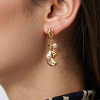 SUMMLY Boucles d'oreilles tendance personnalisées océan en acier inoxydable plaqué or 18 carats accessoires de bijoux de mode