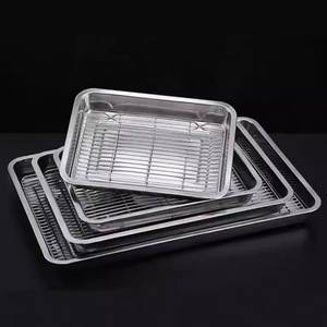 Plateau de cuisson en acier inoxydable avec grille, rectangulaire, compatible lave-vaisselle, pour usage hôtelier, thé, café, ML-121 - Product Image 1