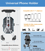 Kewig Support de téléphone réglable personnalisé pour moto Support de téléphone pour guidon étanche IP66 à 360 rotation pour téléphone de 4.7 à 7.2 pouces