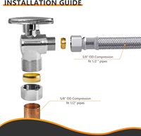10 adet 1/2 " (5/8" OD) X 3/8 " Sıkıştırmalı PEX Krom Kaplama Pirinç Açılı Durdurma Vanası 1/4 Dönüşlü Kapatma Vanası Banyo Kullanımı